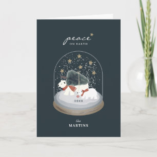 Carte Peace Polar Bears Snow Globe Photo Noël