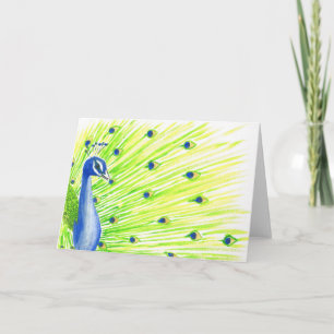 Carte Peacock Aquarelle Colorée