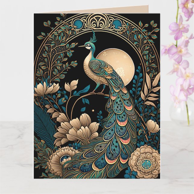 Carte Peacock Art Déco (Orchidée)