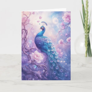 Carte Peacock gracieux avec Belle Queue en plumes