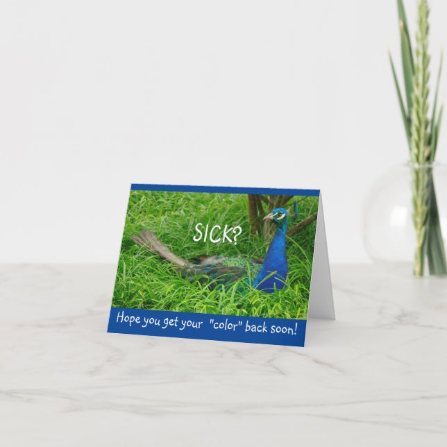 CARTE PEACOCK IN GRASS/GET WELL/ESPOIR QUE VOUS OBTENEZ  (Devant)