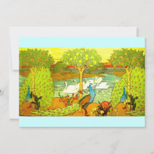 Carte Peacocks et Swans Art Nouveau