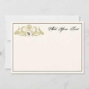 Carte Peacocks vintages Monogram Faux Gold Ivory BG