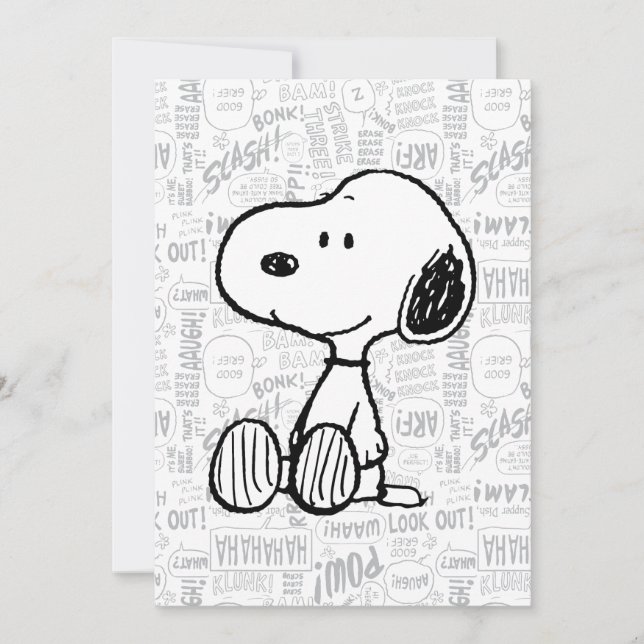 Carte PEANUTS | Snoopy on Black White Comics (Devant)