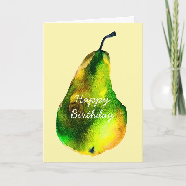Carte Pear aquarelle fruit vert (Devant)