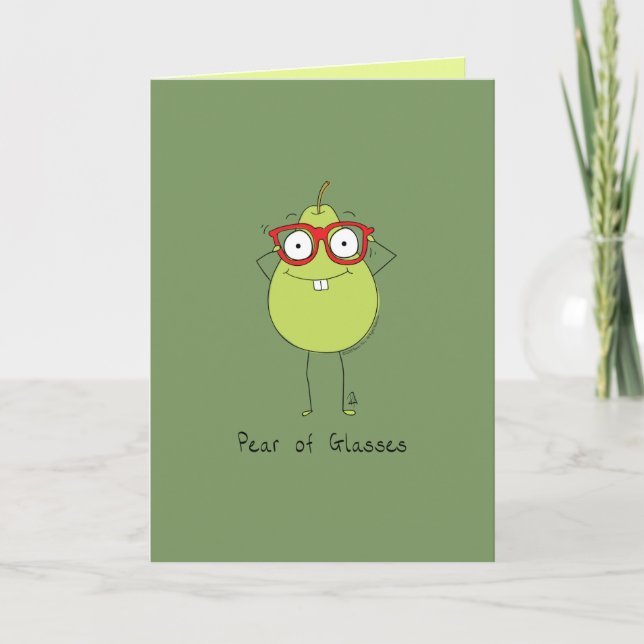 Carte Pear of Glasses Funny & mignonne Pear Pun Card (Devant)