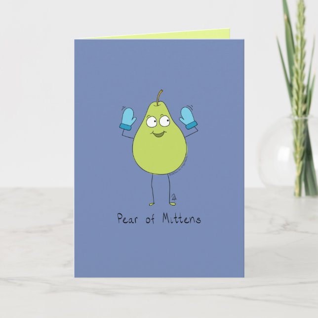 Carte Pear of Mittens - Drôle Pear Pun Card (Devant)