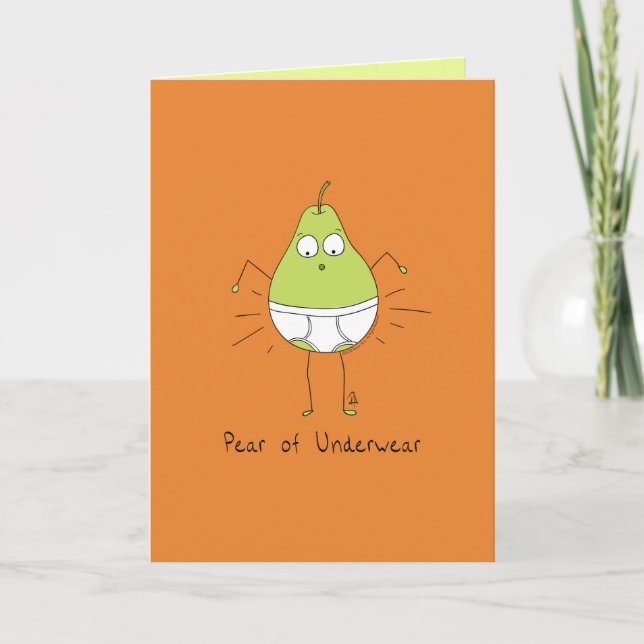Carte Pear of Underwear - Funny Pear Pun Card (Devant)