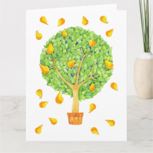 Carte Pear Tree Pears Blank Big Grey Card
