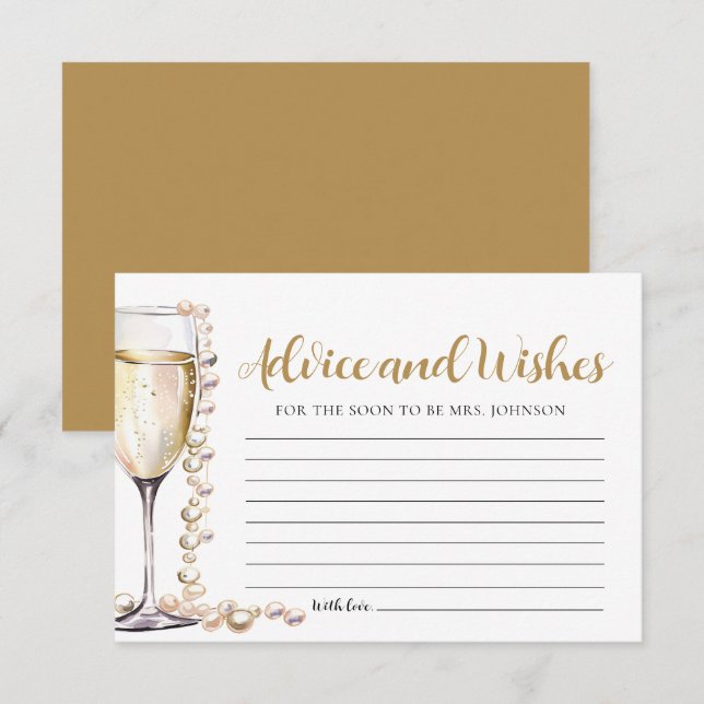 Carte Pearl et Prosecco Bridal Advice and Wives (Devant / Derrière)