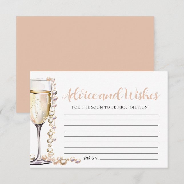 Carte Pearl et Prosecco Bridal Advice and Wives (Devant / Derrière)