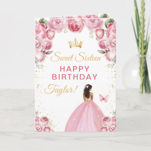 Carte Peau rose foncée fille Sweet sixteen anniversaire