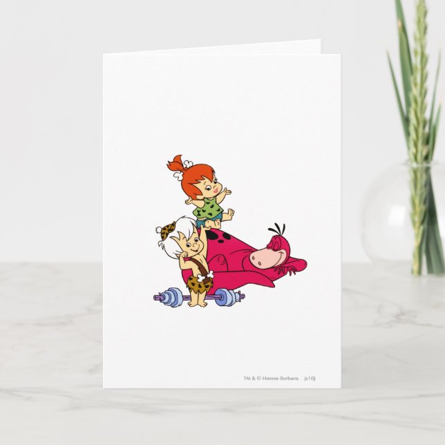 Carte PEBBLES™ et Bam Bam et Dino Playtime (Devant)