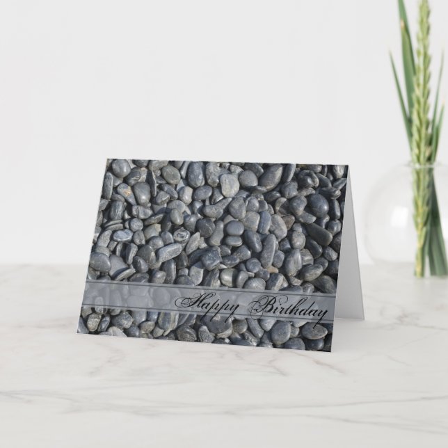 Carte Pebbles noirs lisses Joyeux anniversaire (Devant)