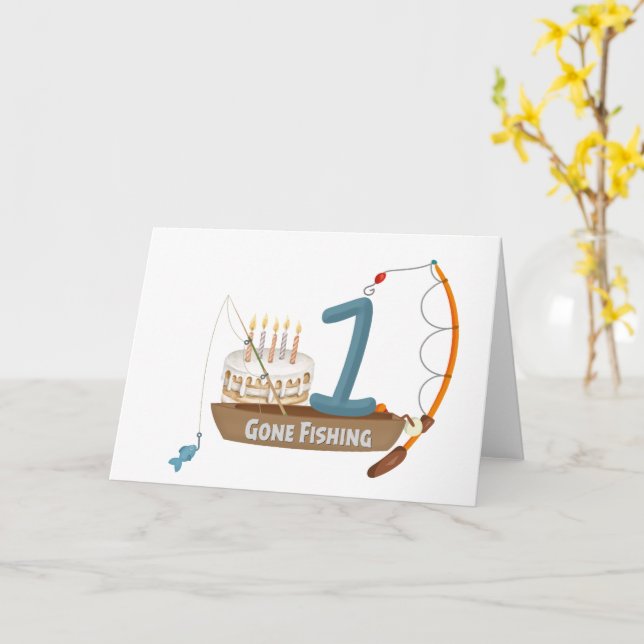 Carte Pêche 1er anniversaire (Fleur jaune)