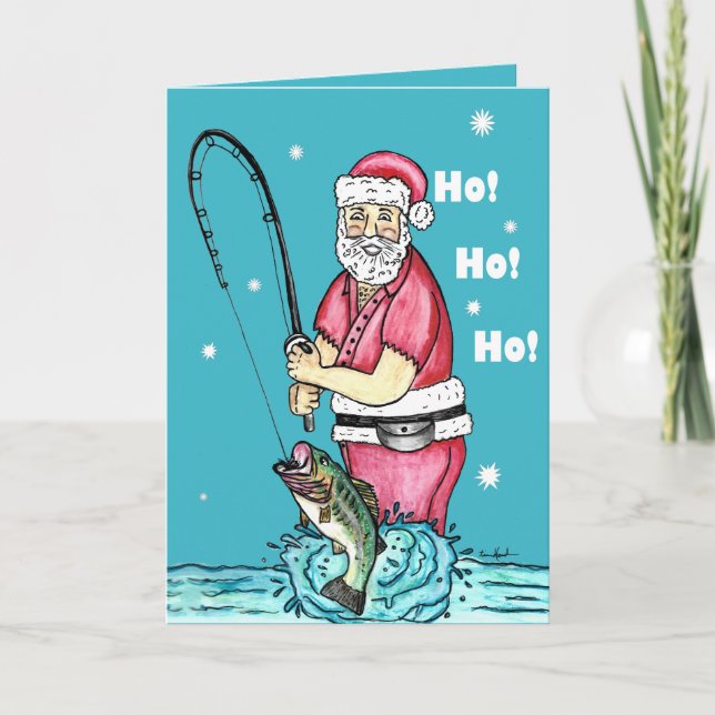 Carte Pêche à la basse Santa Claus Noël (Devant)