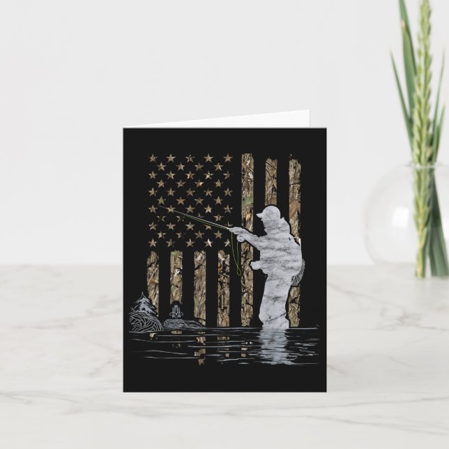 Carte Pêche à la mouche Pêcheur drapeau américain Camouf (Devant)