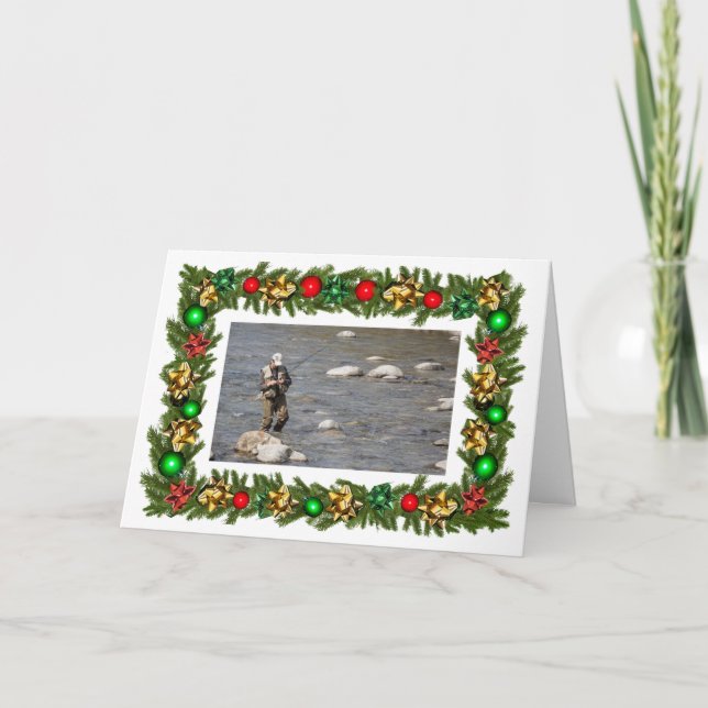 Carte Pêche à la mouche personnalisée "Fishmas" Noël (Devant)