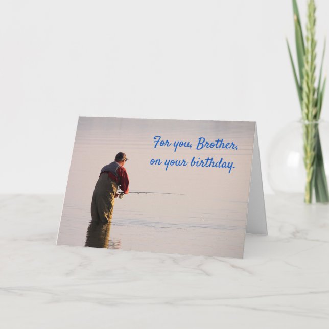 Carte Pêche à la mouche "Pour Frère" Anniversaire (Devant)