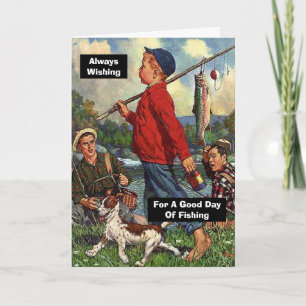 Carte Pêche avec Chien qui veut pour une bonne journée d