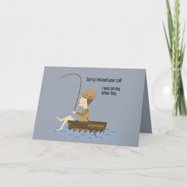Carte Pêche Blue Funny Désolé Manqué Votre Devis D'Appel (Devant)