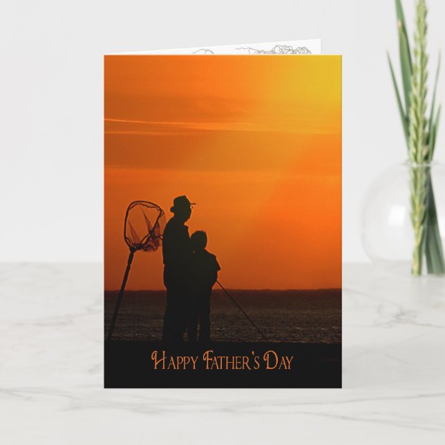 Carte Pêche Fête des pères avec papa (Devant)
