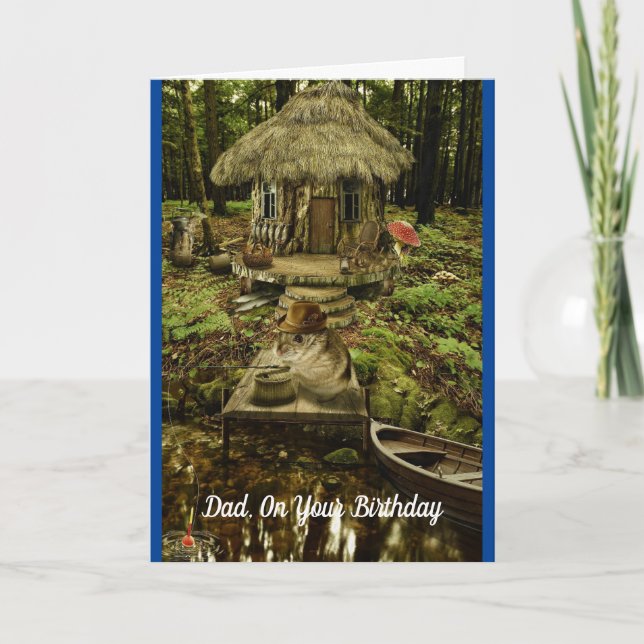 Carte Pêche Hamster Papa Anniversaire (Devant)