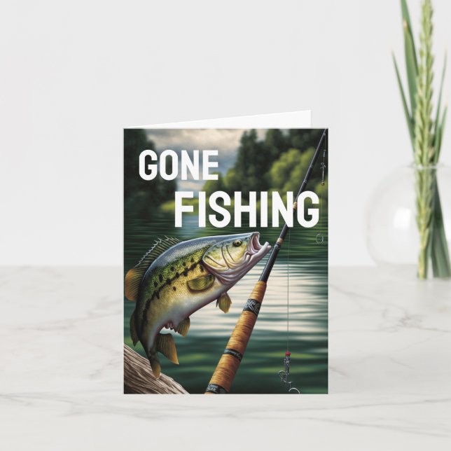 Carte Pêche Man Cave Lake House Bass Fish (Devant)