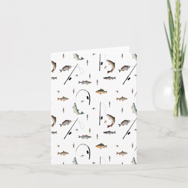 Carte Pêche Motif à thème de poisson de bâton et de bobi (Devant)