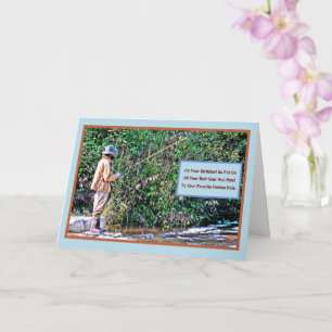 CARTE PÊCHE SUR RIVER BA/HEUREUX ANNIVERSAIRE/PÊCHEUR