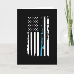 Carte Pêche USA pavillon poisson pêche canne idée cadeau