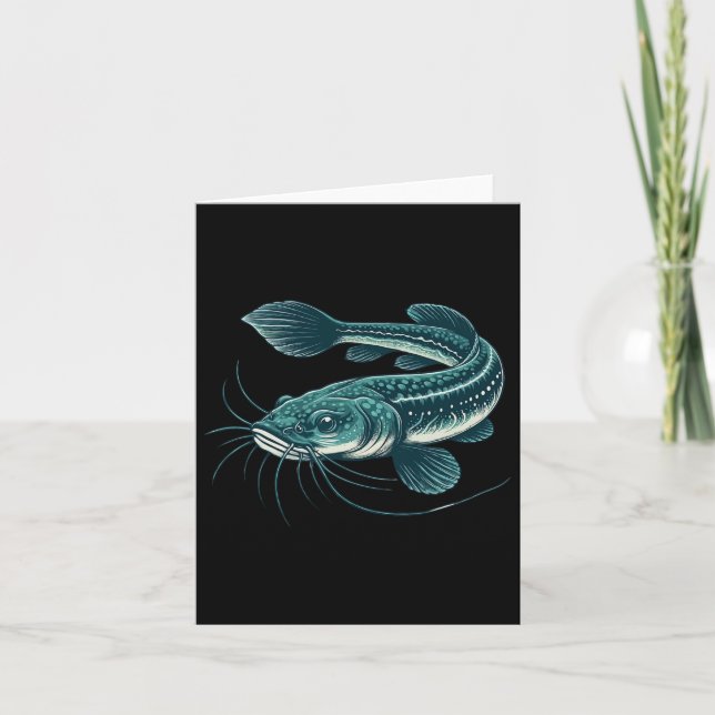 Carte Pêche vintage Art Marche Catfish (Devant)