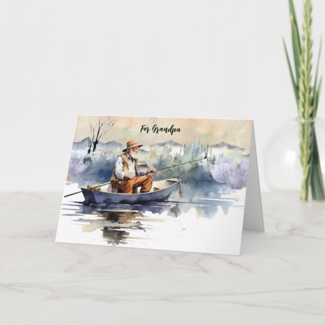 Carte Pêcheur dans une Fête des pères de bateau (Devant)