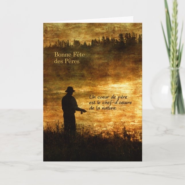 Carte Pêcheur de Fêtes des pères français Sunrise Pond (Devant)