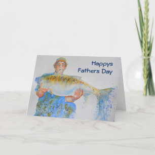Carte Pêcheur peinture d'aquarelle cadeau de pêche pour 
