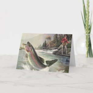 Carte Pêcheur vintage de truite arc-en-ciel Pêche du poi