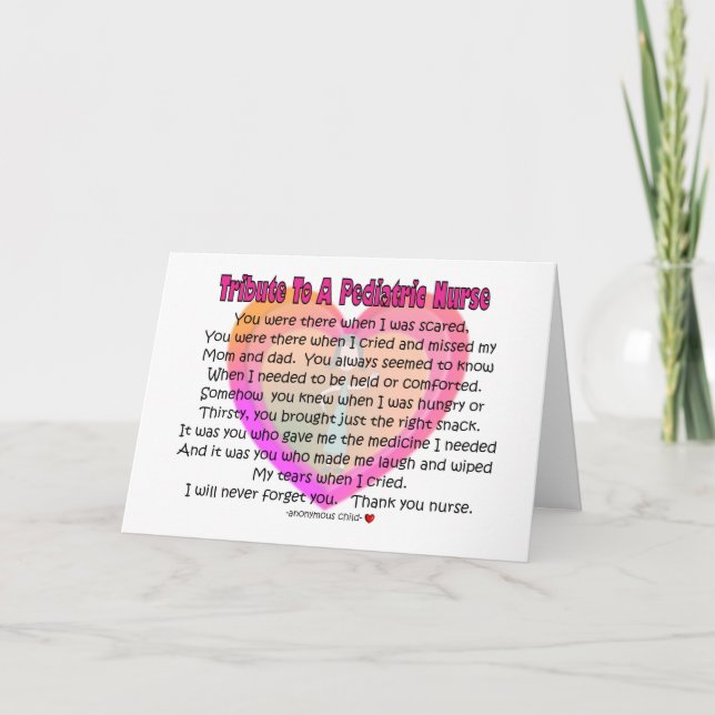 Carte Pediatric Nurse Tribute  (Devant)