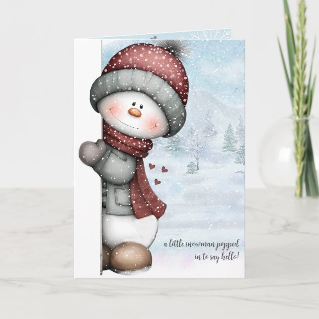 Carte Peeking Snowman Thinking of You Winter Hugs (Devant)