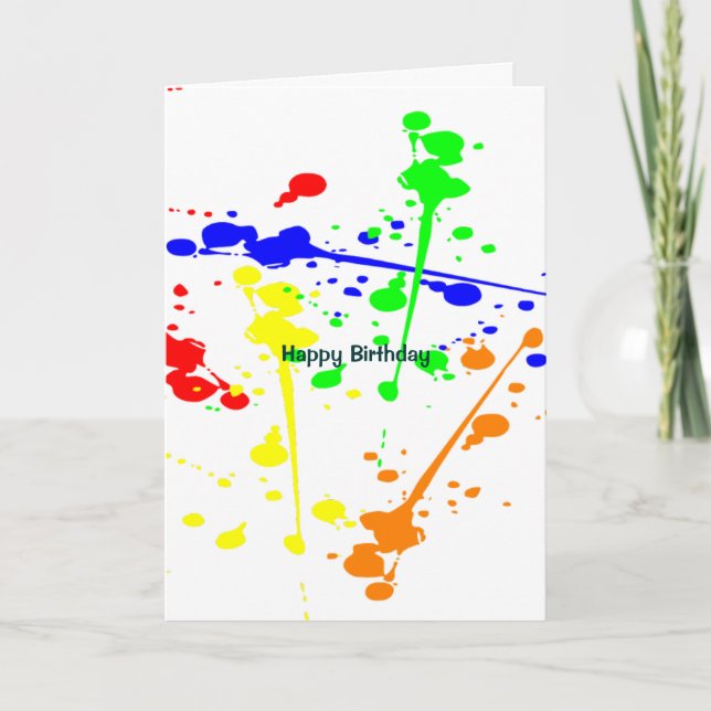 Carte Peindre splash art abstrait coloré (Devant)