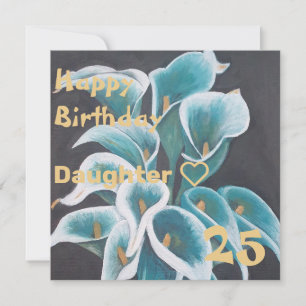 Carte Peinture à fleurs Turquoises Fille personnalisée A