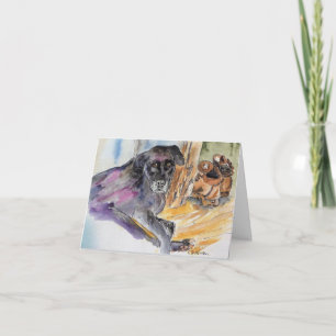 Carte peinture à l'aquarelle du chiot du Montana + doux