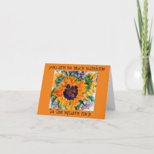 Carte peinture à l'aquarelle tournesol + valet citation 