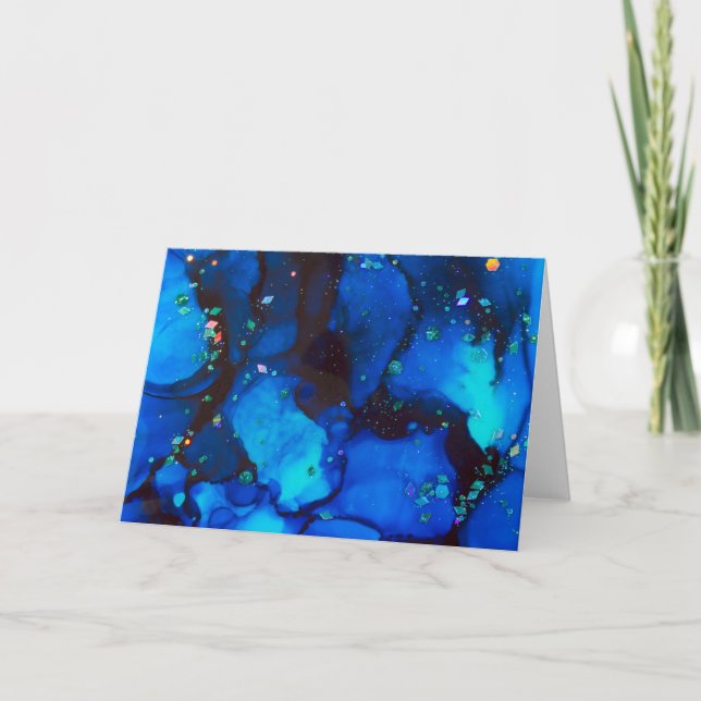 Carte Peinture à l'encre à l'alcool holographique de l'o (Devant)