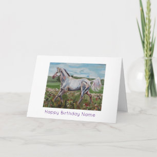 Carte Peinture à l'huile de cheval blanc Anniversaire