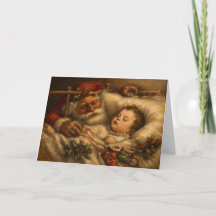 Peinture à l'huile de Noël vintage de Santa au cou