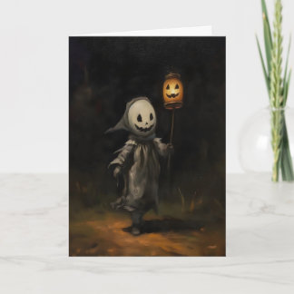 Carte Peinture à l'huile d'Halloween Fantôme d'Enfant, D