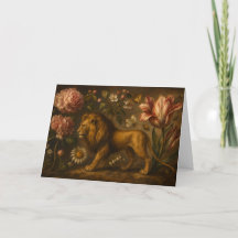 Peinture à l'huile vintage de lion et jardin botan