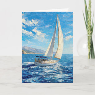 Carte Peinture à l'impasto d'un voilier de retraite 