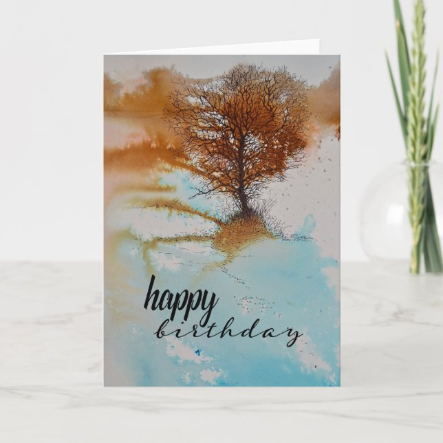 Carte Peinture Abstraite Paysage Arbre Art Anniversaire (Devant)