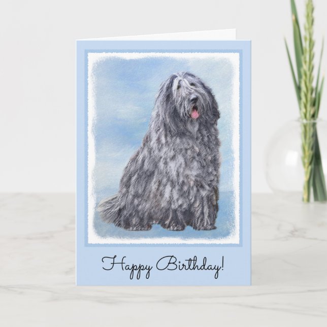 Carte Peinture Bergamasco Sheepdog - Chien original mign (Devant)